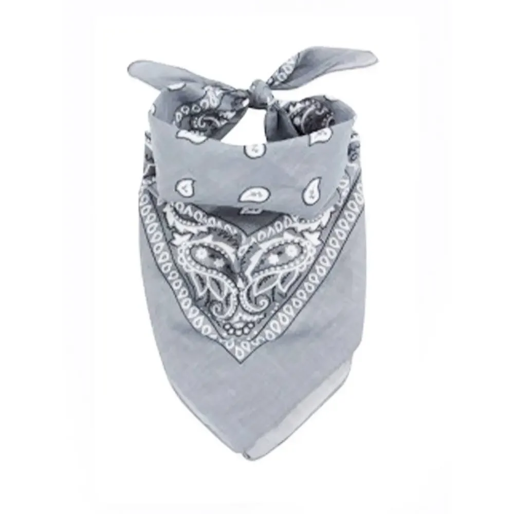 Gray Paisley Pattern Bandana | 100% Cotton | 21x21